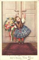 A merry Christmas and a happy New Year / Hungarian folklore art postcard s: Pólya T.
