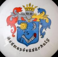 Alföldi bonbonier Hódmezővásárhely címerével, matricás, jelzett, apró kopásokkal, d: 12,5 cm + 3 db ...