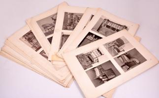 cca 1920 Belsőépítészet, art deco bútorok 30 db nagyméretű táblán 50x35 cm / Interior design large p...