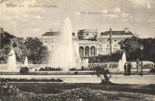 Vienna, Wien, Bécs; III. Hochstrahlbrunnen, Fürst Schwarzenberg-Palais / fountain, palace