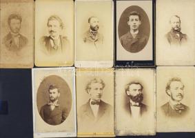 1860-1890 Régi fényképek: Férfi arc-, és mellképek (9db)