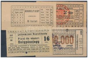 DN Cegléd Megyei Város helypénz-jegy, bélyegzéssel + ~1945-1946. Budapest Székesfőváros Vásár- és Vásárcsarnok Igazgatósága áruhelypénz, bélyegzéssel + ~1940. Lajosmizse Nagyközség Piaci és vásári Helypénzjegy + ~1960-1970. Áruhelyjegy T:II-III egyiken érvényesítő szakadás