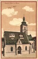 3 db RÉGI horvát városképes lap; Zagreb, Trogir, Tersattói Mária Kegykép litho / 3 pre-1945 Croatian...