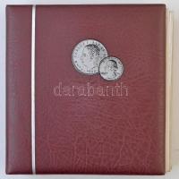 ~299db-os fémpénz gyűjtemény négygyűrűs berakóban, nagyrészt pengő-forint érmék, közte kevés római, ...