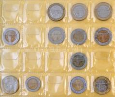 ~141db-os vegyes fémpénz tétel a világ minden tájáról, közte forgalmi emlékkiadások, négygyűrűs mapp...
