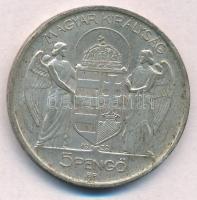 1939. 5P Ag "Horthy balra" T:1-,2 patina, ph. 
Adamo P8.2