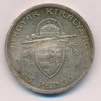 1938. 5P Ag "Szent István" T:1-,2 patina
Adamo P8.1