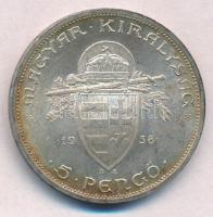 1938. 5P Ag "Szent István" T:1-,2 patina
Adamo P8.1