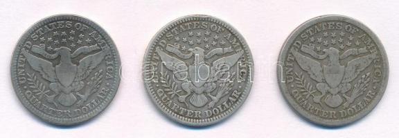 Amerikai Egyesült Államok 1899-1910. 1/4$ Ag "Barber" (3xklf) T:2-,3
USA 1899-1910. 1/4 D...