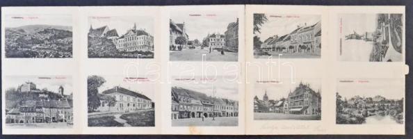 1909 Segesvár, Schassburg, Sighisoara; leporellólap 5 lappal / Albumkarte / leporellocard with 5 cards (hajtásnál szakadt / torn at fold)
