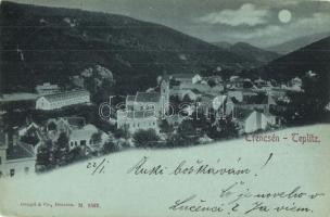 1900 Trencsénteplic, Trencianske Teplice; látkép, templom / general view, church