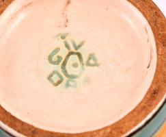 Iparművészeti Vállalatos Gorka váza, mázas festett kerámia, jelzett, kopás nyomokkal, m: 15,5 cm