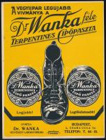 cca 1920 Dr. Wanka féle cipőpaszta karton kisplakát szép állapotban. 19x24 cm