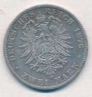 Német Államok / Bajorország 1876D 2M Ag "II. Lajos" T:2- 
German States / Bavaria 1876D 2...