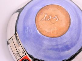 Jelzett retró tálka és váza, festett mázas kerámia, egyiken apró lepattanással, m: 12  cm, d: 10 cm