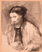 Bihari jelzéssel: Női portré. Akvarell, papír, 24,5×19 cm