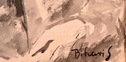 Bihari jelzéssel: Női portré. Akvarell, papír, 24,5×19 cm