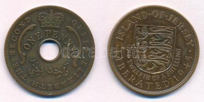 Jersey 1945. 1/12Sch Br + Brit Nyugat-Afrika 1957. 2Sh Ni-sárgaréz "VI. György" T:2 
Jers...