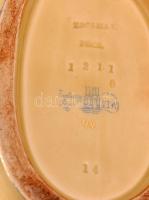 Zsolnay antik áttört tál, kézzel festett, jelzett (TJM),  kopásokkal, 22×10,5×12 cm