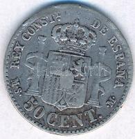 Spanyolország 1880MS-M 50c Ag "XII. Alfonz" T:2-
Spain 1880MS-M 50 Centimos Ag "Alfo...