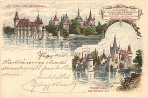 1897 (Vorläufer!) Budapest XIV. Városliget, Ezredéves Országos Kiállítás, Vajdahunyad vára, litho barna 2 Kr. Ga. s: Morelli, Dörre T.