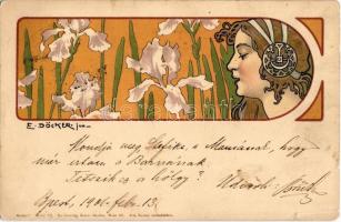 1901 Art Nouveau lady. Modern Serie 29. Kunstverlag Rafael Neuber Wien VII. litho s: E. Döcker (tiny tear)