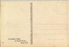 La premiere voilette / Gently erotic art postcard. Marque L-E. 10. s: Raphael Kirchner (cut)