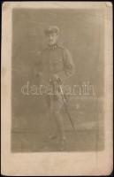 cca 1915 Magyar Királyi Tengerészeti Pénzügyőrség katonját ábrázoló fotó 9x13 cm