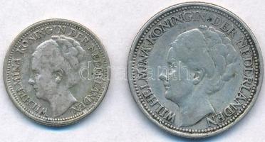 Hollandia 1928. 25c Ag + 1941. 10c Ag I. Vilma T:2,2- Netherlands 1928. 25 Cents Ag + 1941. 10 Cents Ag Wilhelmina I C:XF,VF