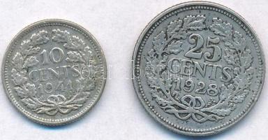 Hollandia 1928. 25c Ag + 1941. 10c Ag "I. Vilma" T:2,2-
Netherlands 1928. 25 Cents Ag + 1...