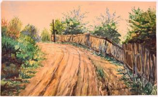Mednyánszky jelzéssel: Kanyarodó út. Akvarell, papír, 25×42 cm