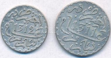 Marokkó 1894. (1311) 1D Ag + 1895. (1312) 1/2D Ag T:2 Morocco 1894. (1311) 1 Dirham Ag + 1895. (1312) 1/2 Dirham Ag C:XF