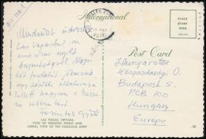 Forintos Győző nagymester sakkolimpikon üdvözlő képeslapja a las vegasi bajnokságról  / Autograph si...