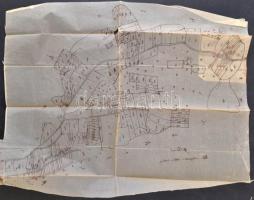XIX. sz. Mogos erdélyi település dűlőinek kézzel rajzolt térképe 52x40 cm