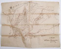 XIX. sz. Körösdombró - Dumbrava Dimbu Bancenilor erdélyi település telkeinek kézzel rajzolt térképe pausz papíron 50x40cm