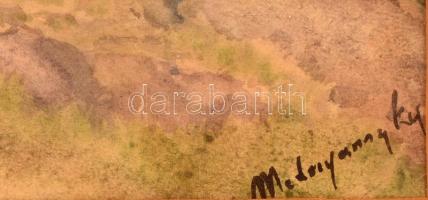 Mednyánszky jelzéssel: Ház a lépcsősornál. Akvarell, papír, üvegezett keretben, 17,5×18 cm