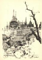 Budapest I. Vár, megrongált Halászbástya; Második világháború utáni romok. Felelős kiadó: Jánossy Árpád / WWII destructions, ruins in Budapest s: Pfannl Egon