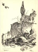 Budapest I. Országos Levéltár romjai; Második világháború utáni romok. Felelős kiadó: Jánossy Árpád / WWII destructions, ruins in Budapest s: Pfannl Egon