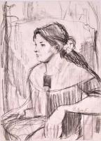 Mattioni jelzéssel: Női portré. Szén, papír, 59×42 cm