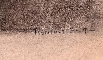 Kontuly jelzéssel: Női akt. Szén, papír, felcsavarva, 62×47 cm