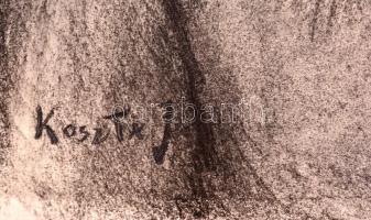 Koszta jelzéssel: Női portré. Szén, papír, felcsavarva, 62×50 cm