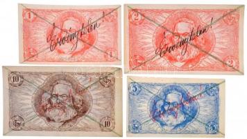 Budapest 1919. 1K + 2K + 5K + 10K "Fegyver és Gépgyár" utalvány, mind a négy "Érvényt...