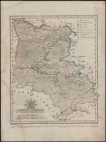 1810 Szepes vármegye. Comitatus Szepesinsis. Színezett rézmetszet, papír, 26x34 cm a vármegye közigazgatási térképe és címere, a járások, utak, települések, vízrajz, domborzat (csíkozással) feltüntetésével, a budai kezdőmeridiánhoz igazítva. Görög Demeter (1760-1833) udvari tanácsos, kartográfus, polihisztor "Atlas Hungaricus / Magyar átlás az az Magyar, Horvát, és Tót országok' vármegyéji, 's szabad kerületei' és a' határ-őrző katonaság' vidékinek közönséges és különös tábláji" c. munkájából (Bécs, 1802-1811, Görög és Kerekes), a mű mecénásának, Festetics György gróf (1755-1819) mezőgazdásznak, a Georgikon alapítójának ajánlva. Határszínezett rézmetszet. Foltos / Map of Spis county. Etching with stain. 26x34 cm