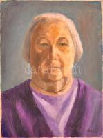 Holló jelzéssel: Idős asszony portréja. Olaj, vászon, 40×30 cm