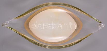 Salviati jelzéssel: Fújt tálka, több rétegű, apró karcolásokkal, 28×13 cm