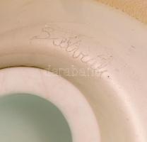 Salviati jelzéssel: Fújt tálka, több rétegű, apró karcolásokkal, 28×13 cm