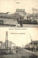 Dunakisvarsány (Dunavarsány), tájkép, háztelkek eladók tábla, vasúti talpfák mozgatása kézi csörlővel, Nuofer Sándor vendéglője, étterem, vasúti sorompó. Kiadja Neumann Márton (fa)