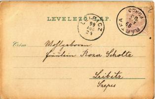 1899 (Vorläufer!) Bártfafürdő, Bardejovské Kúpele, Bardiov; Főforrás tér, Kénes forrás pihenő, Lobog...