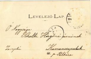 1904 Homonna, Homenau, Humenné; Fő utca, Gróf Andrássy kastély télen, Felső Kereskedelmi iskola, gyó...