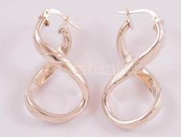 Ezüst(Ag) csavart fülbevalópár, jelzett, 3,3×1,7 cm, nettó: 6,1 g